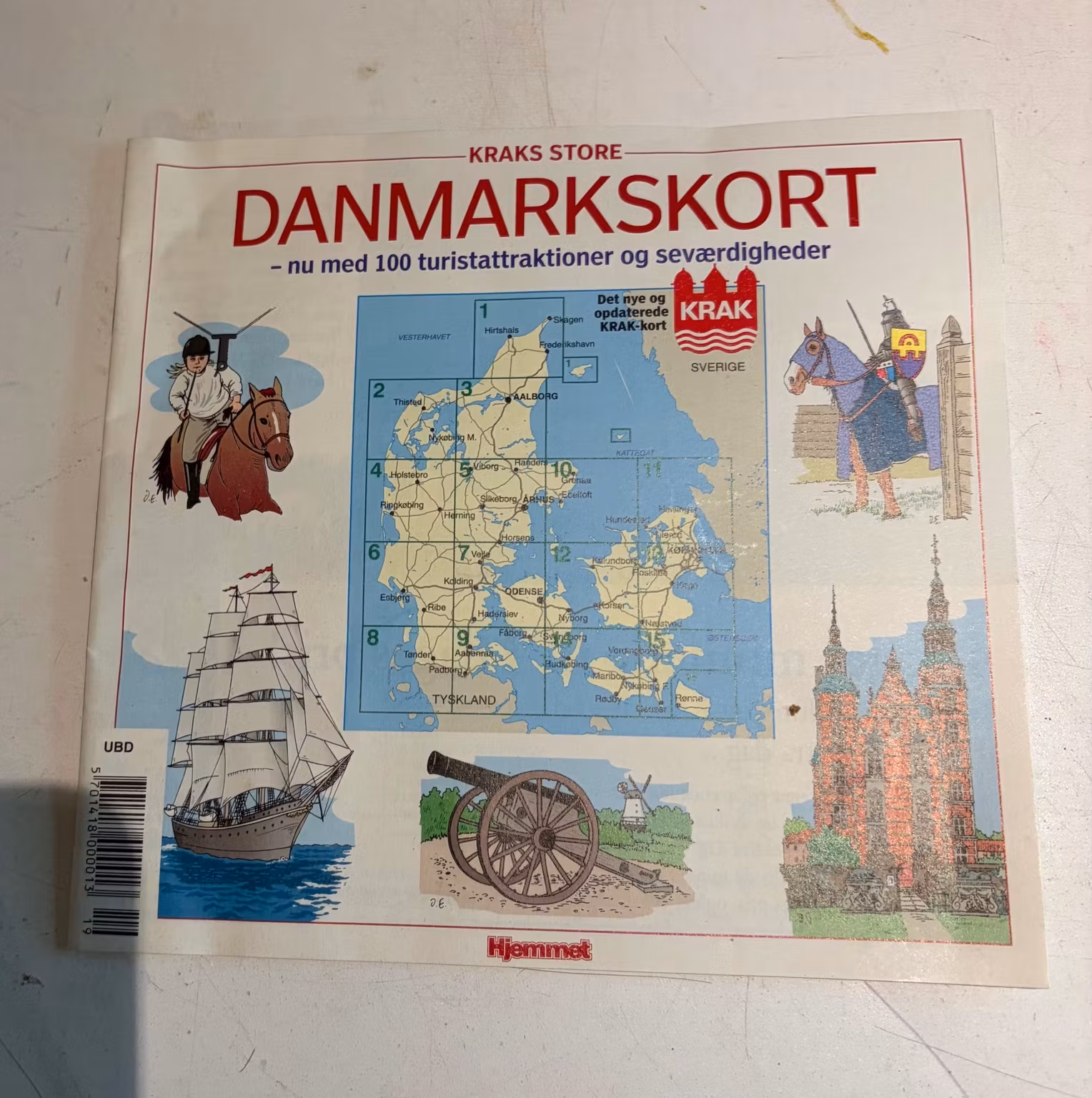 Kraks store Danmarkskort med turistattraktioner – billede 1
