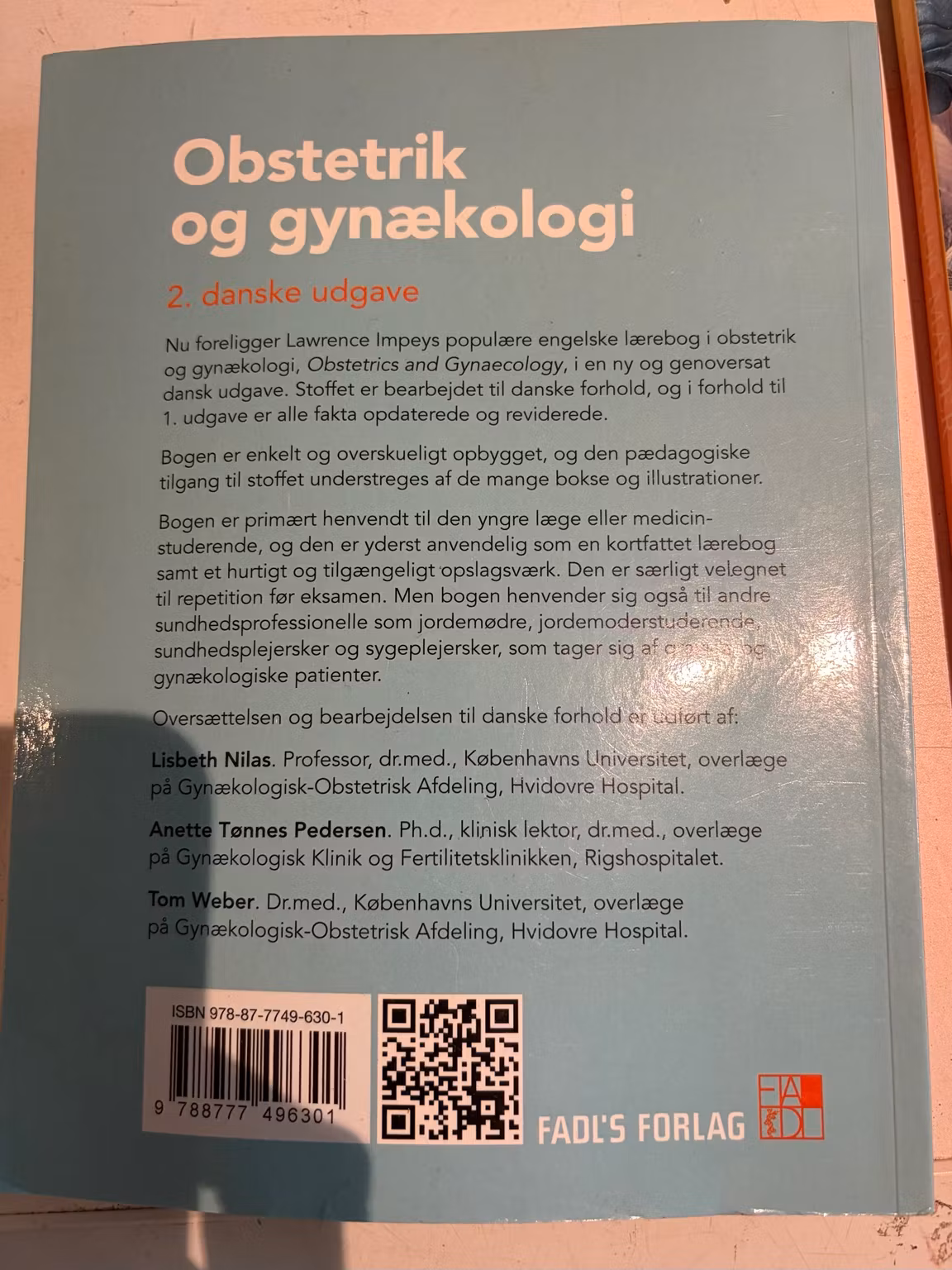 Bagside af Obstetrik og gynækologi, 2. danske udgave