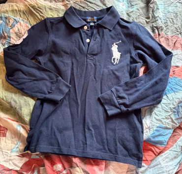 Polo Ralph Lauren mørkeblå langærmet polo – str. 10