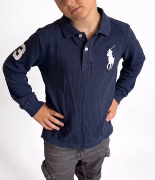 Polo Ralph Lauren mørkeblå langærmet polo – str. 10