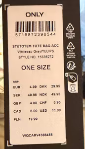 Stofnet fra ONLY med pink tulipaner – one size