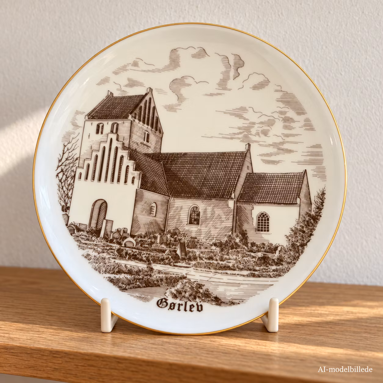 Kirkeplatte Bing & Grøndahl – Gørlev, nr. 3905, ca. 19 cm