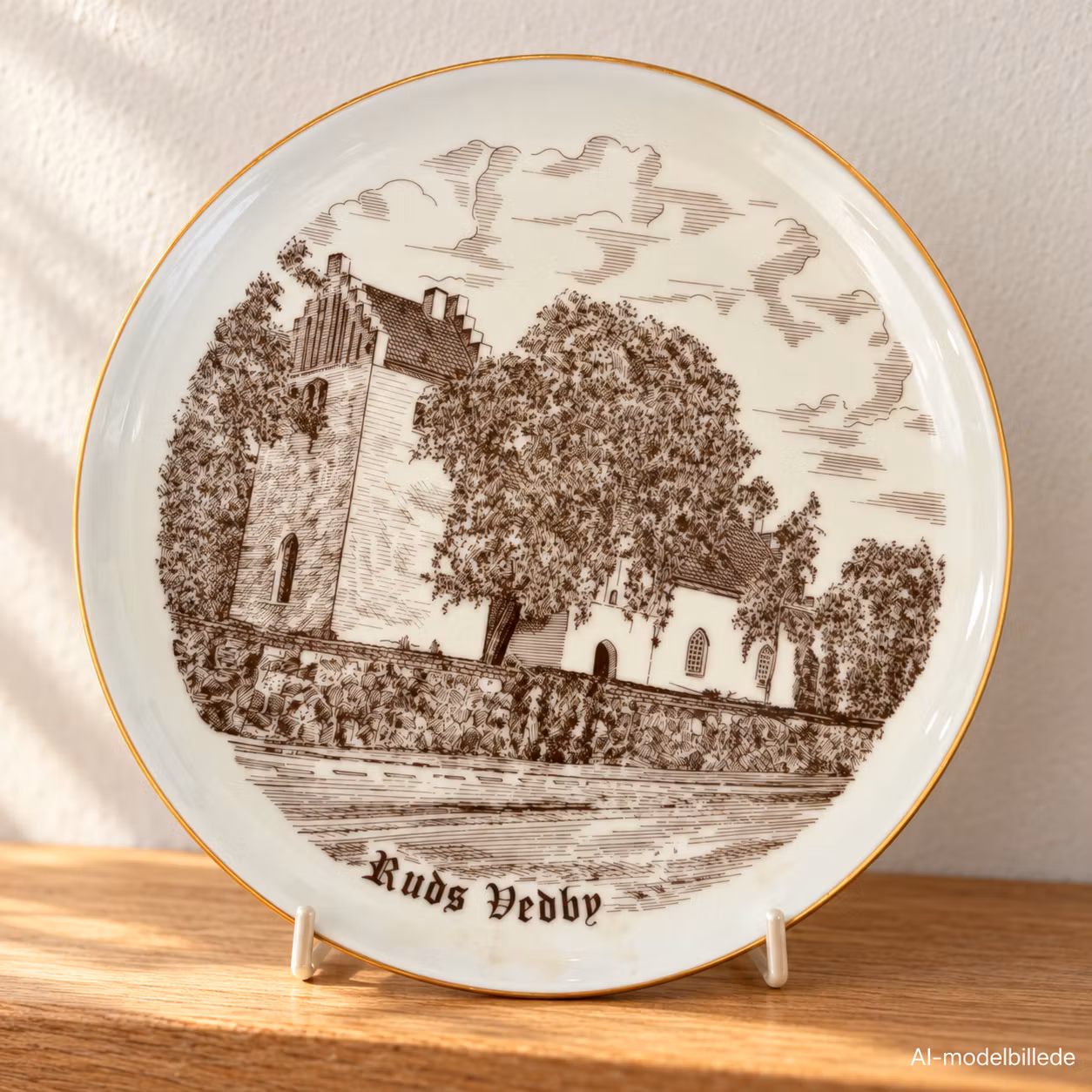 Kirkeplatte Bing & Grøndahl – Ruds Vedby, nr. 4153, ca. 19 cm
