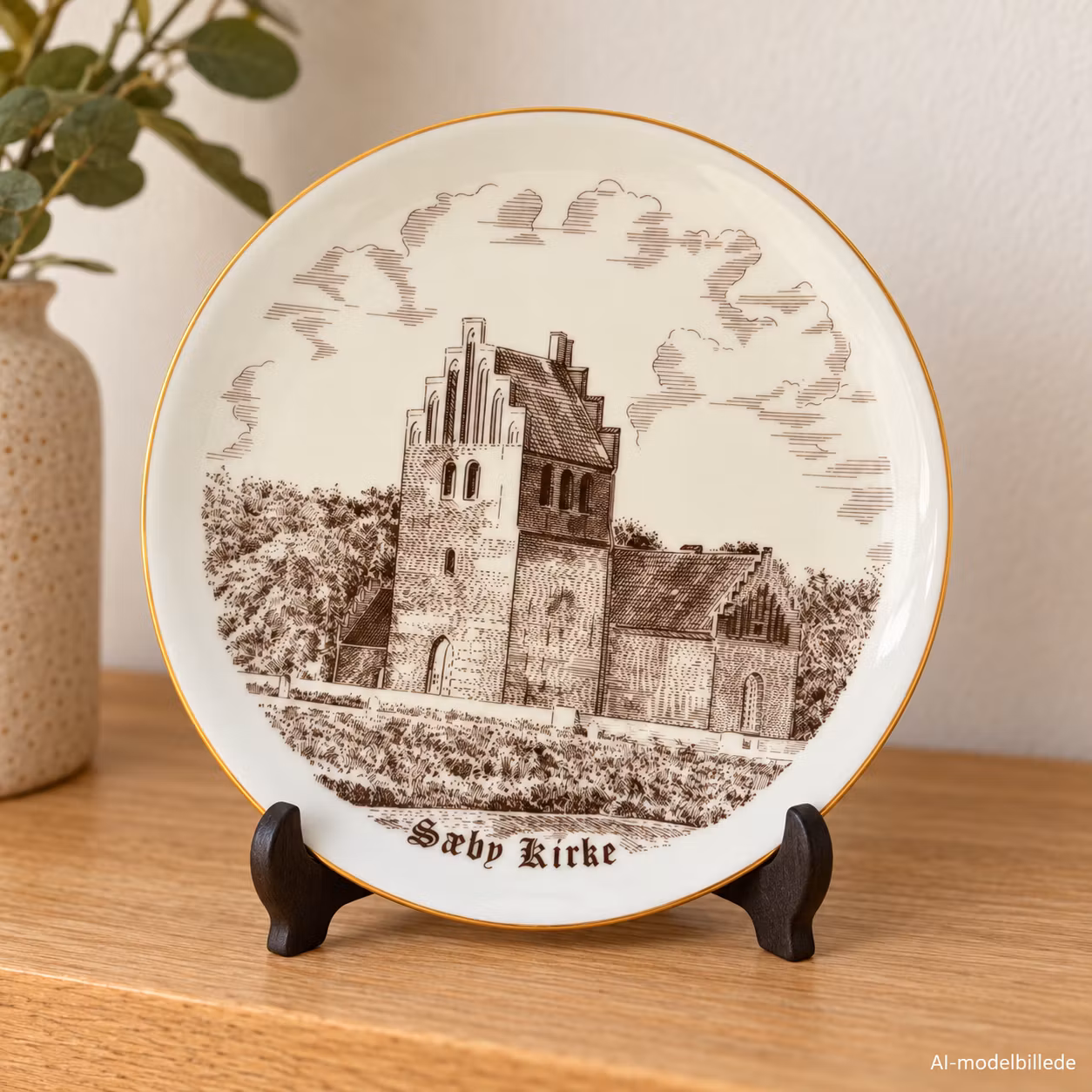 Kirkeplatte – B&G Sæby Kirke 619/4353, ca. 19 cm