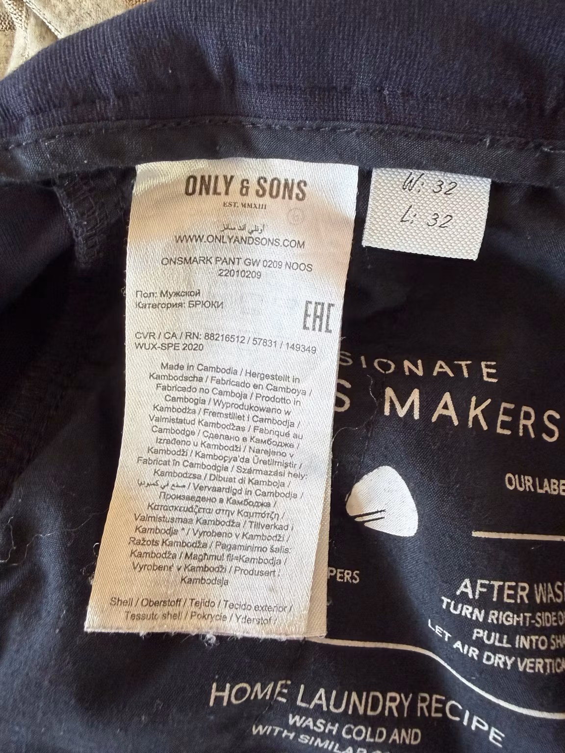 Chinos ONLY & SONS Mark – mørkeblå, W32/L32, benlængde ca. 66 cm