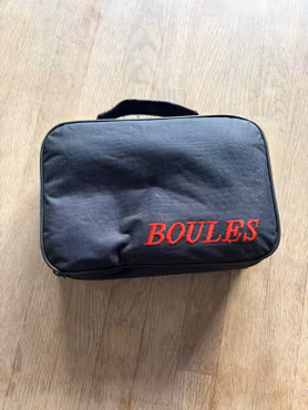 Boulesæt med 6 metalkugler og taske