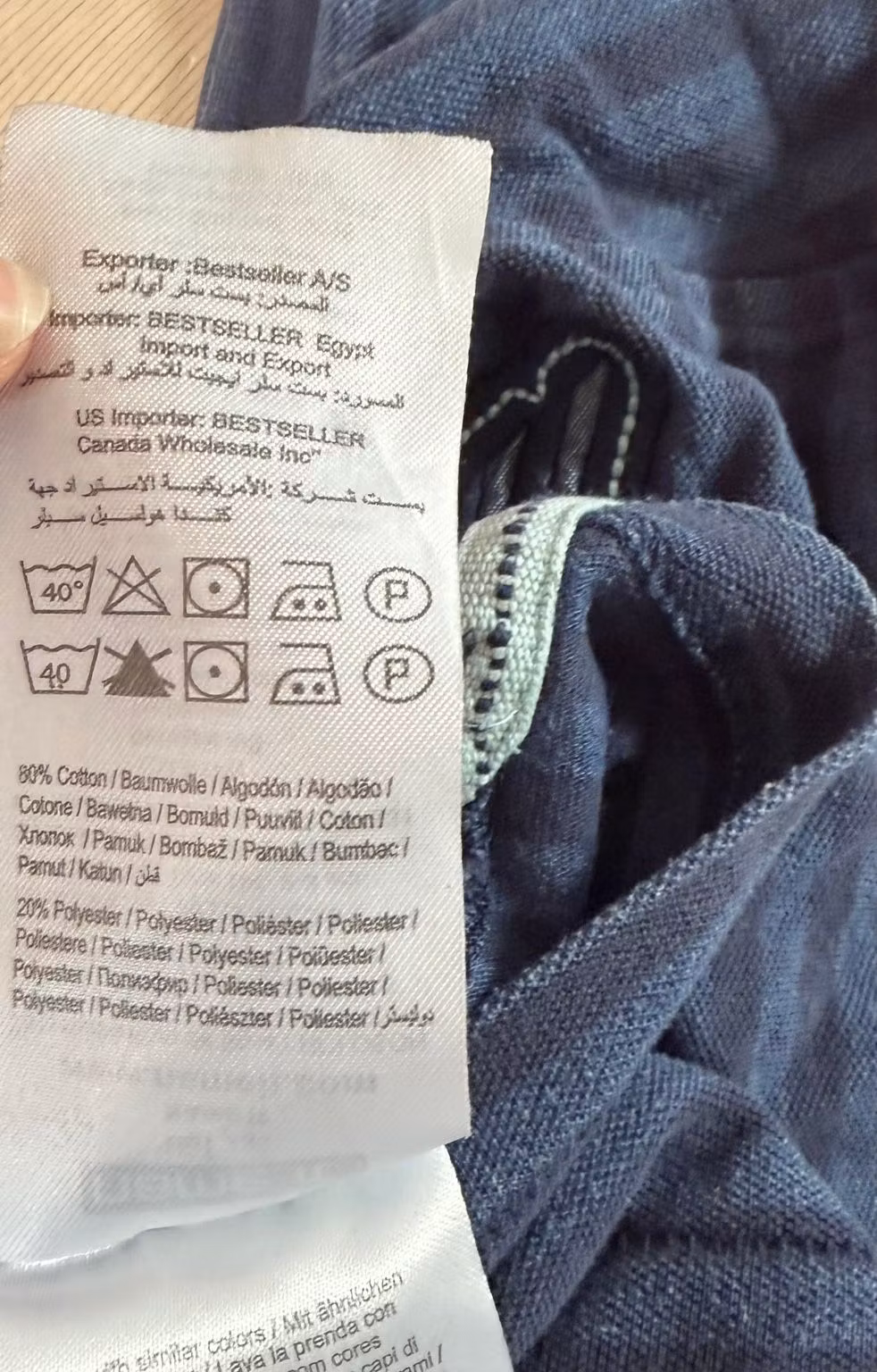 Materiale og vaskeanvisning