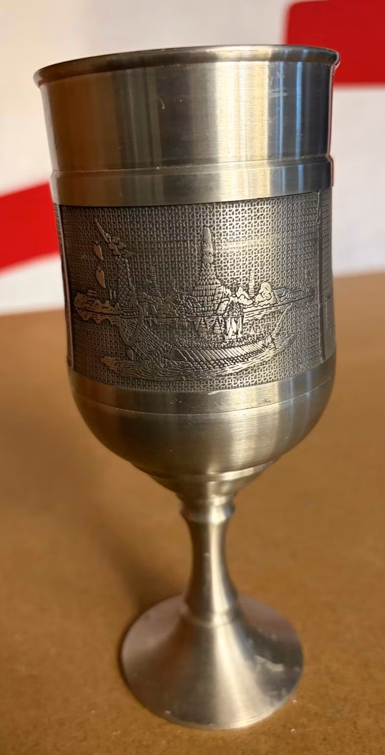 Originalfoto – Pokal Kings Pewter – håndlavet tinlegering fra Thailand, ca. 19 cm