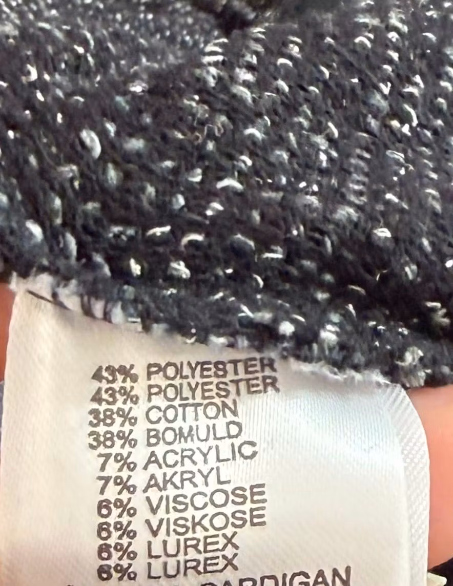Materialemærkat med fibersammensætning
