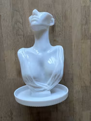 Smykkeholder hvid buste med skål – ca. 35 cm