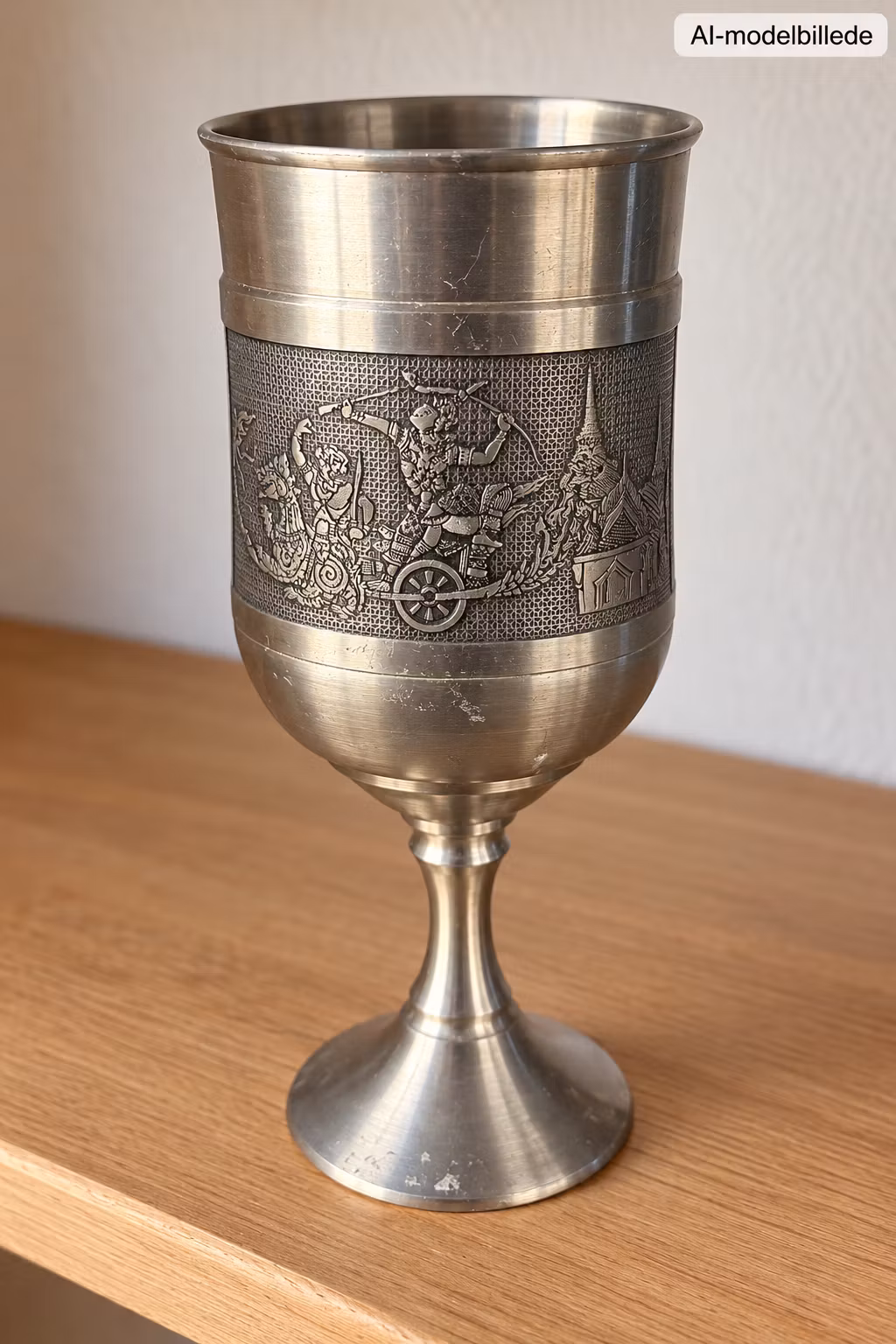 AI-modelbillede – Pokal Kings Pewter – håndlavet tinlegering fra Thailand, ca. 19 cm
