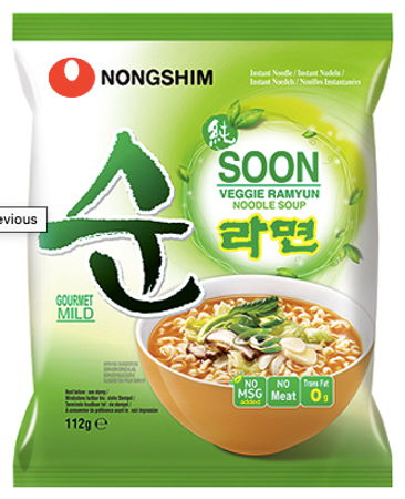 Nongshim Soon (vegetarisk nudlar) 112g