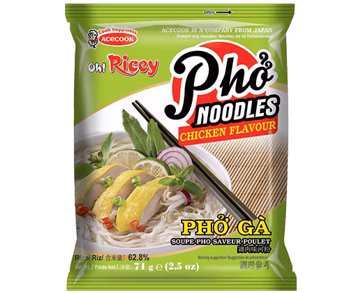 Acecook - Oh! Ricey Pho nudlar (kycklingsmak) 71g