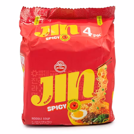 Ottogi - Jin Ramen snabbnudlar (stark)  4 X 110 G