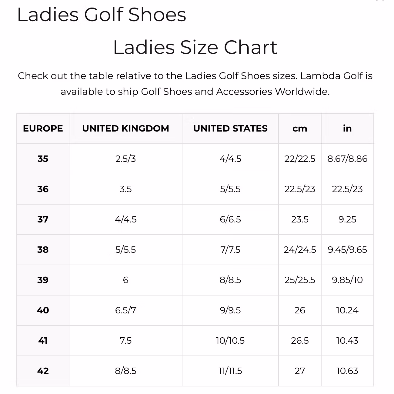 Lambda golfsko dam - Pompeia White & Black