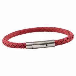 Rött armband i läder - Portia