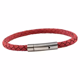 Rött armband i läder - Portia