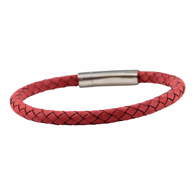 Rött armband i läder - Portia