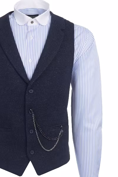 Marinblå spräcklig ullväst