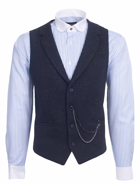 Marinblå spräcklig ullväst