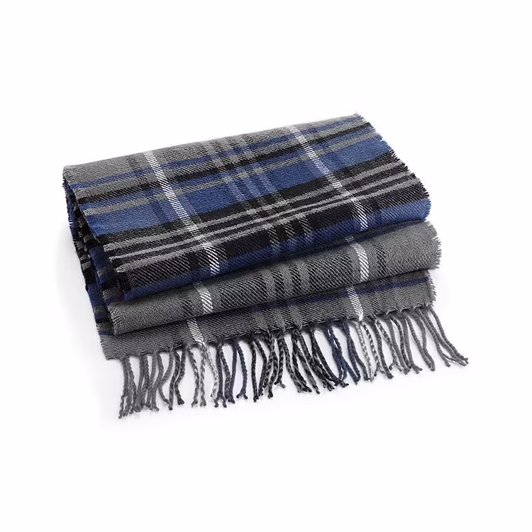 Grå/blå klassisk rutig halsduk
