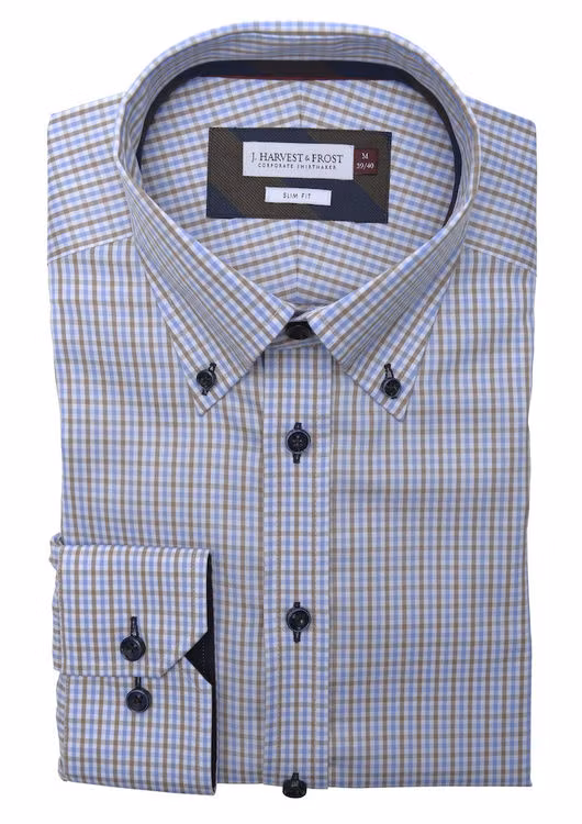 Ljusblå/brun rutig skjorta - J.Harvest & Frost
