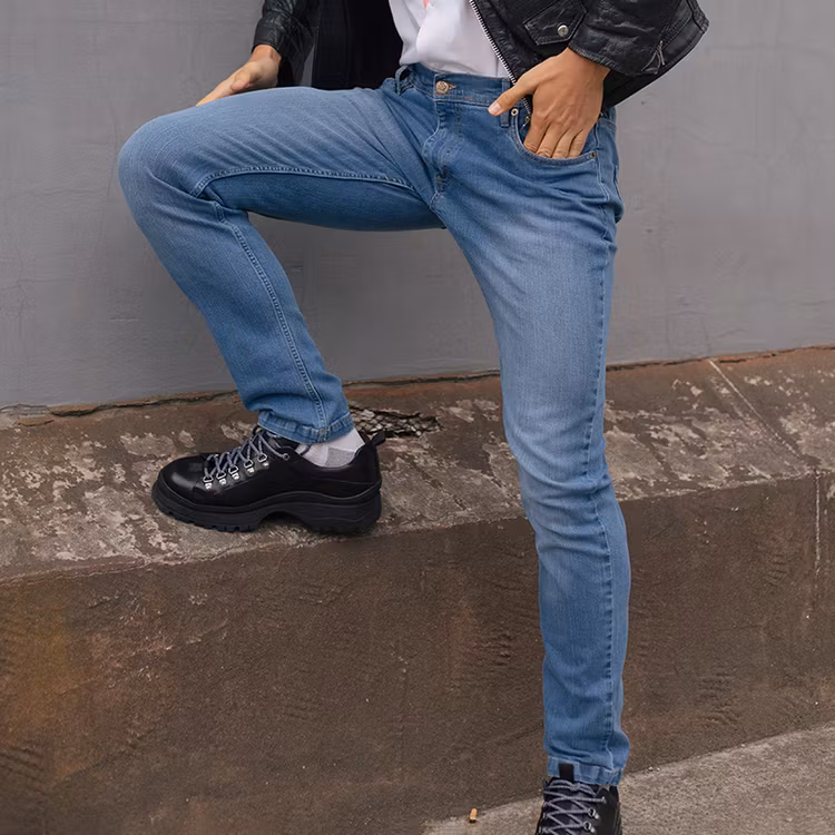 Mellanblå raka jeans-Leo