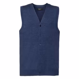 Blå ärmlös stickad cardigan