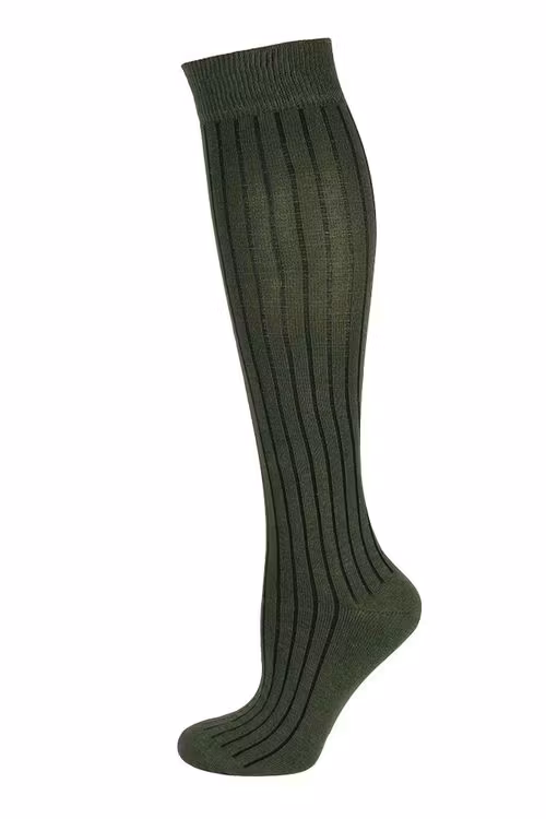 Khaki ribbad knästrumpa - MySocks