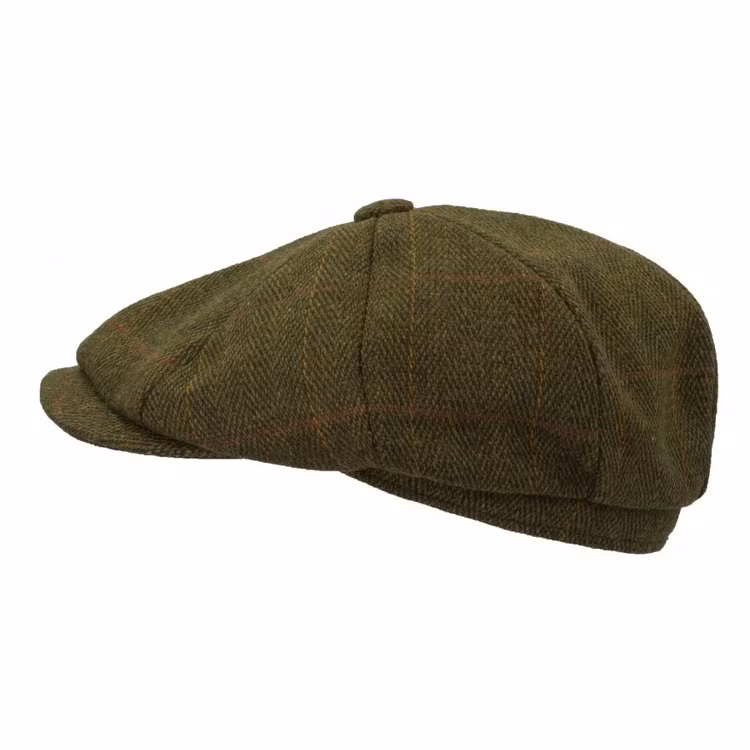Mörkgrön tweed newsboy keps - Walker & Hawkes