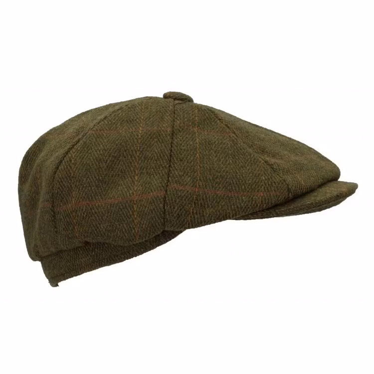 Mörkgrön tweed newsboy keps - Walker & Hawkes