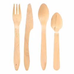 Engångsbestick i trä, 4 delar