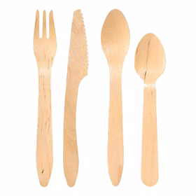Engångsbestick i trä, 4 delar