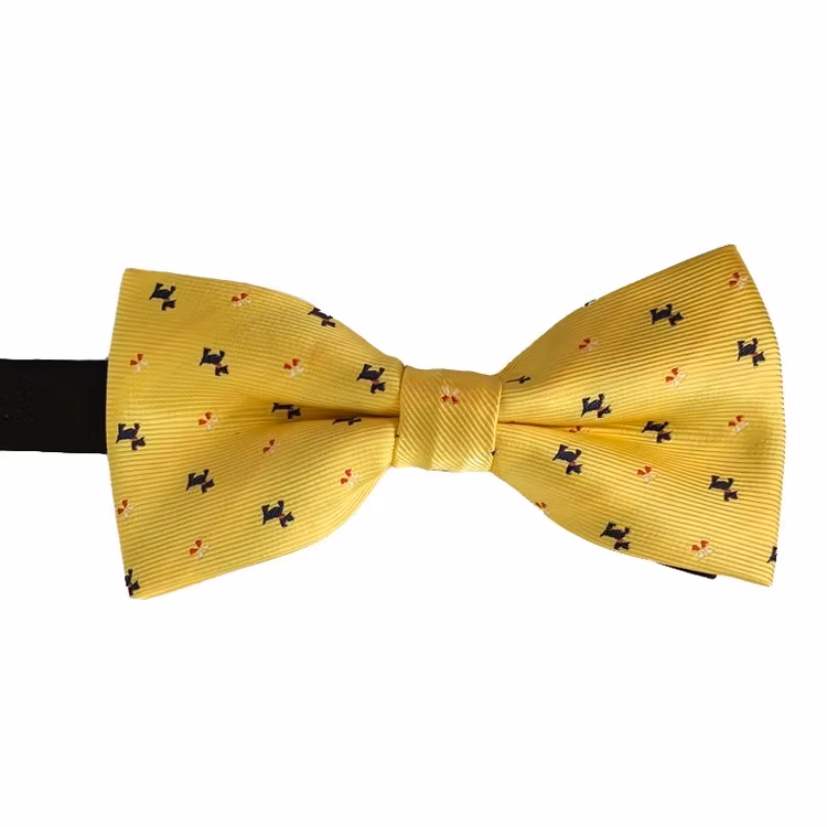 Färdigknuten gul fluga