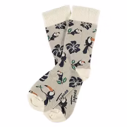 Mönstrad beige bomullsstrumpa - Topeco