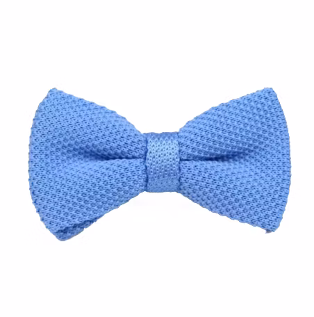 Ljusblå stickad knuten fluga