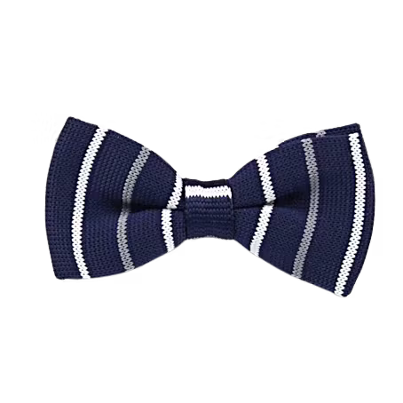 Blå/vit stickad knuten fluga