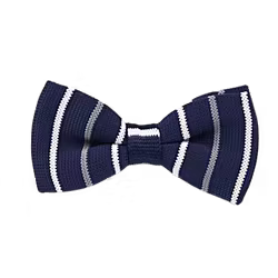 Blå/vit stickad knuten fluga