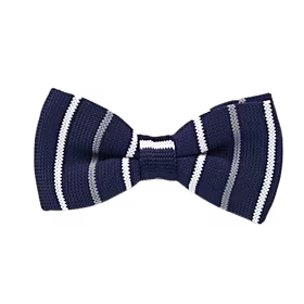 Blå/vit stickad knuten fluga