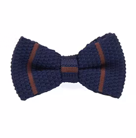 Blå/brun stickad knuten fluga