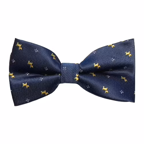 Färdigknuten fluga- Blå med hundar