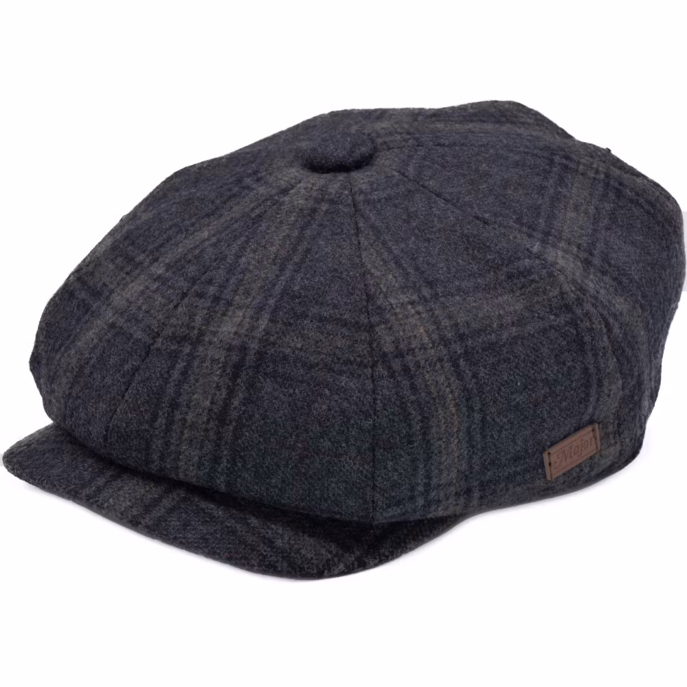Blå/grå tweed Newsboy keps - Major Wear