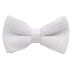 Enfärgad vit stickad knuten fluga