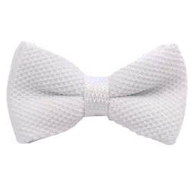 Enfärgad vit stickad knuten fluga