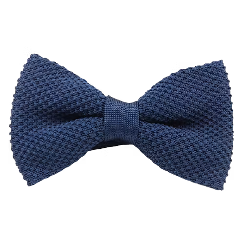 Enfärgad mörkblå stickad knuten fluga