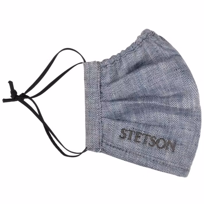 Munskydd - Stetson Linen Herringbone Blå
