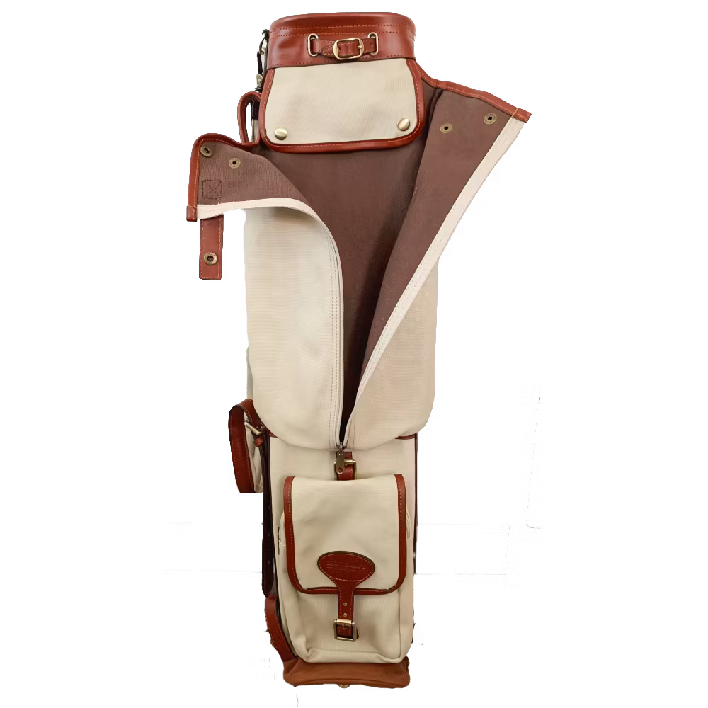 Ljusbeige golfbag Canvas & Leather