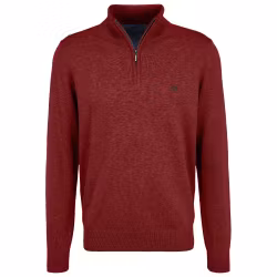 Cardigan med 1/4 zip - Winter red -  Fynch-Hatton