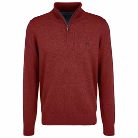 Cardigan med 1/4 zip - Winter red -  Fynch-Hatton