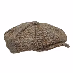 Keps Harris Tweed 8-Panel Baker Boy - White Sand